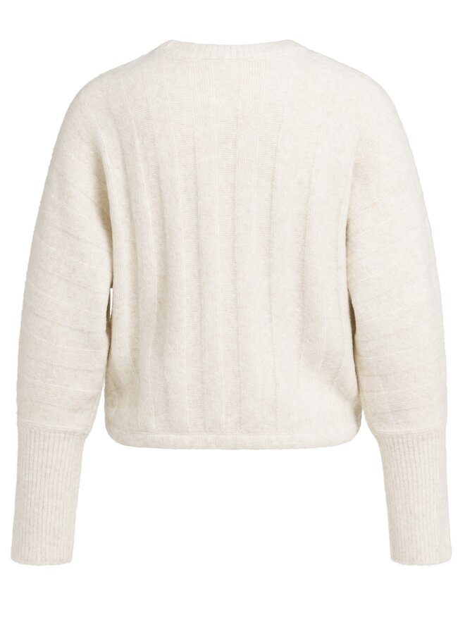 Yaya rib trui met vleermuismouw off white