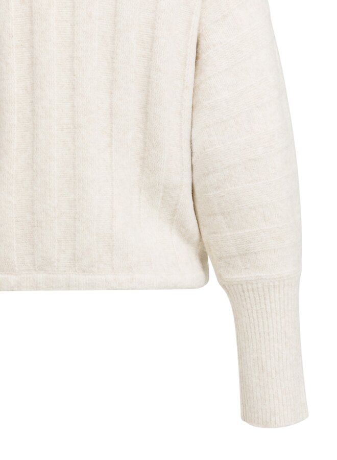Yaya rib trui met vleermuismouw off white