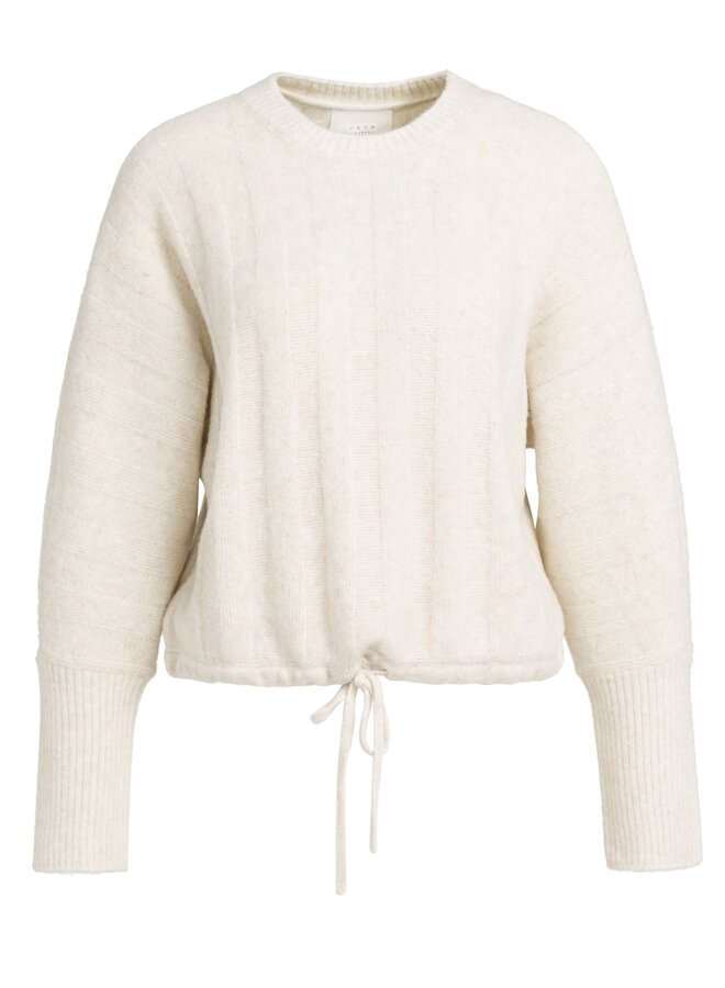 Yaya rib trui met vleermuismouw off white
