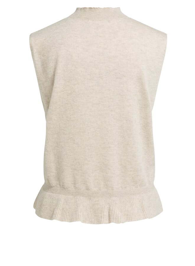 Yaya mouwloze trui met ruches beige