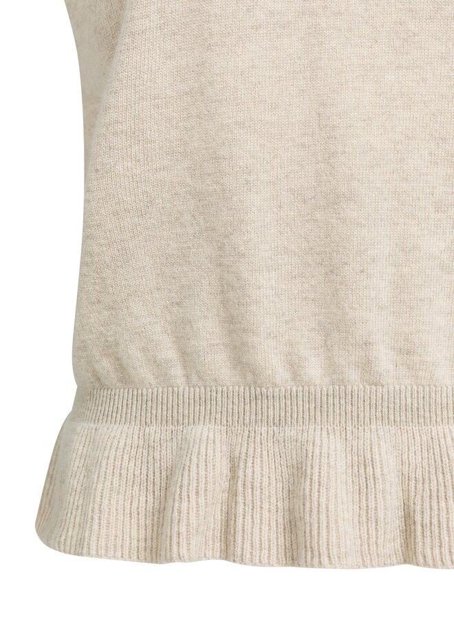 Yaya mouwloze trui met ruches beige