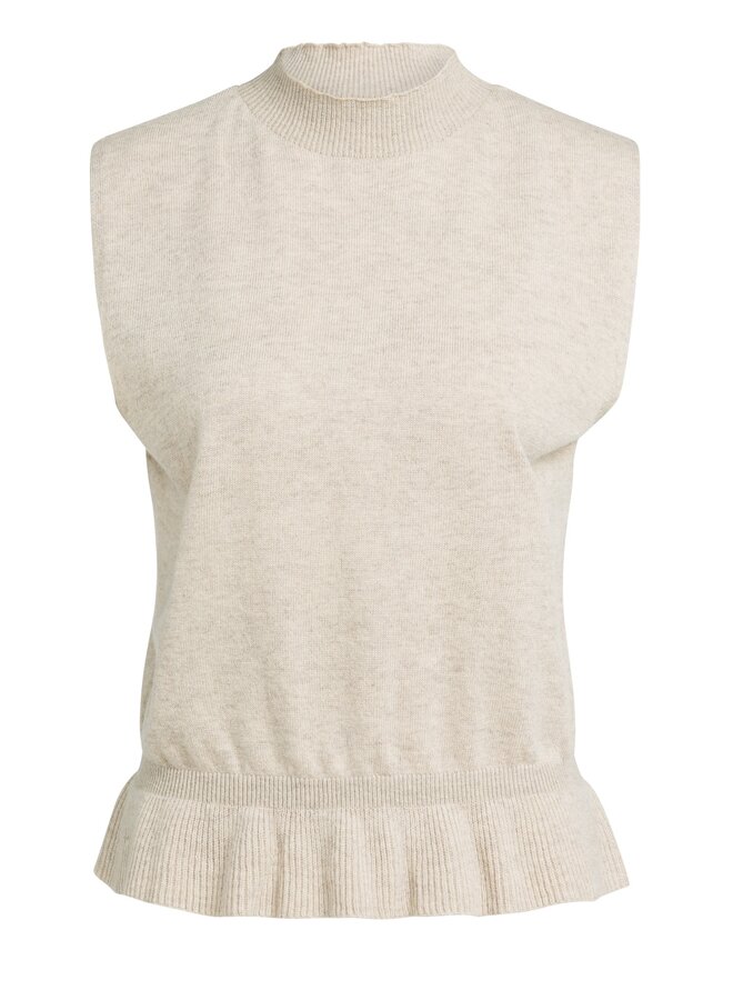 Yaya mouwloze trui met ruches beige