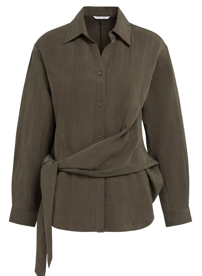 Yaya blouse knoopdetails brown