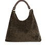 Yaya reversible tas van nylon en immitatiebont brown
