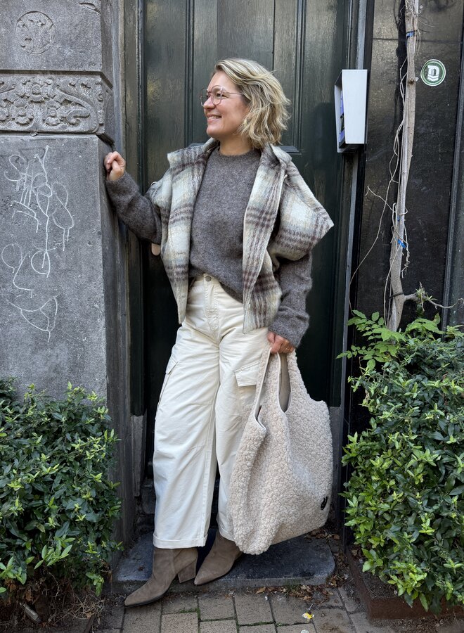 Dante6 lunetta check cape coat greige