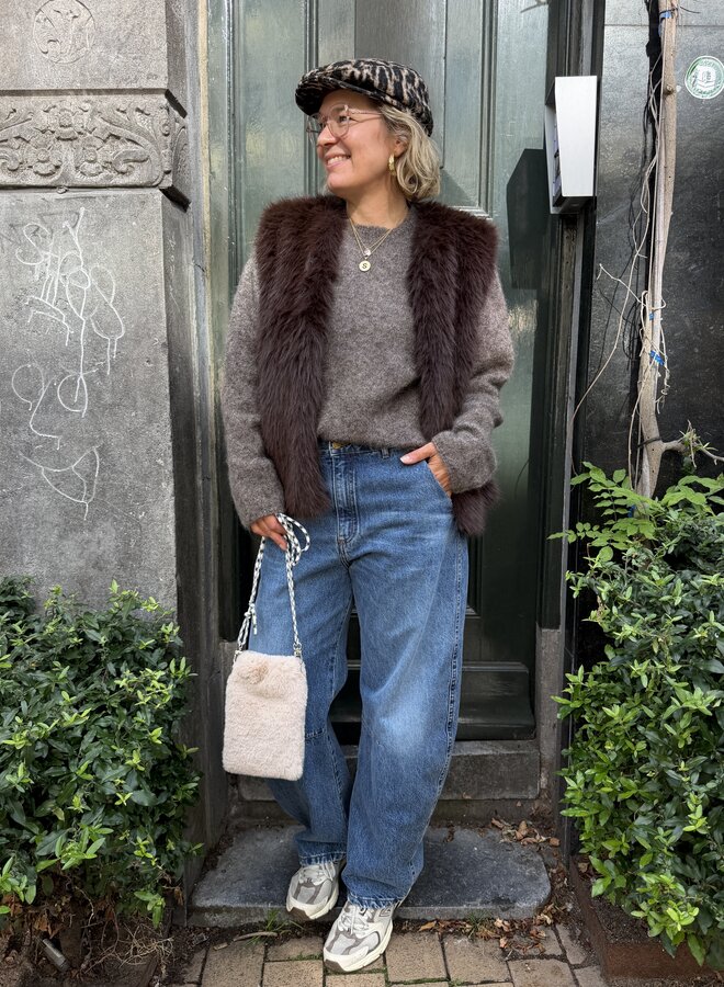 By Bar mona faux fur gilet dark brown