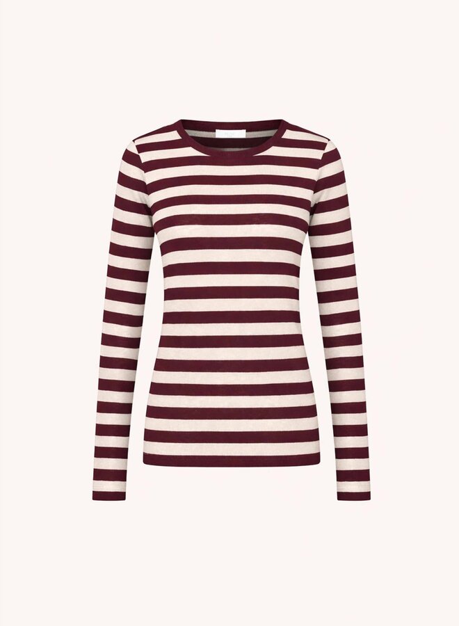 By Bar basic ls big stripe top burgundy