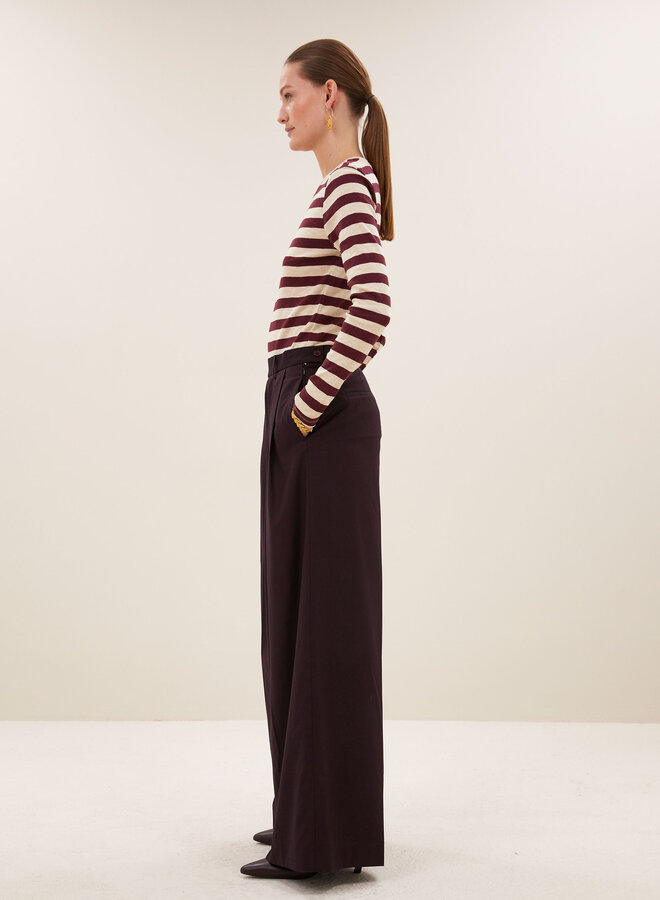 By Bar basic ls big stripe top burgundy