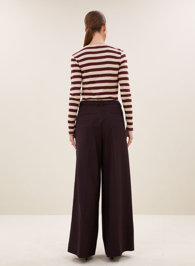 By Bar basic ls big stripe top burgundy