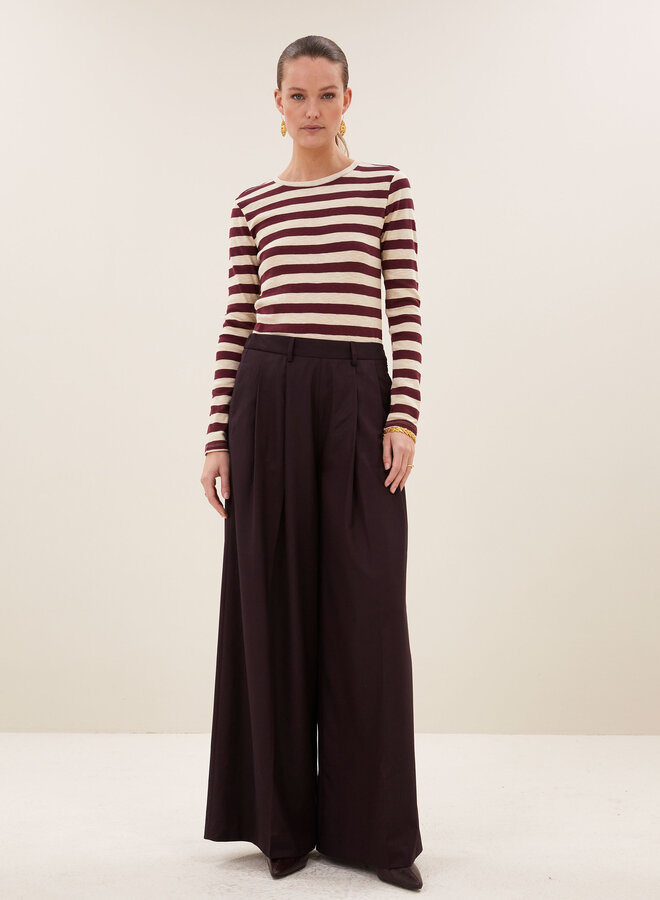 By Bar basic ls big stripe top burgundy