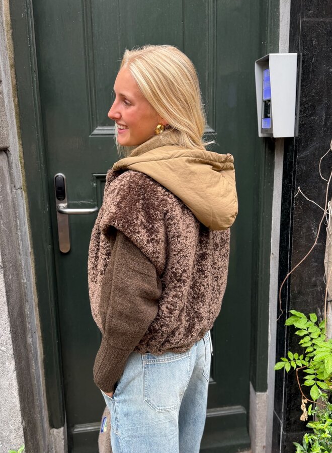 Yaya reversible bodywarmer van fake fur brown