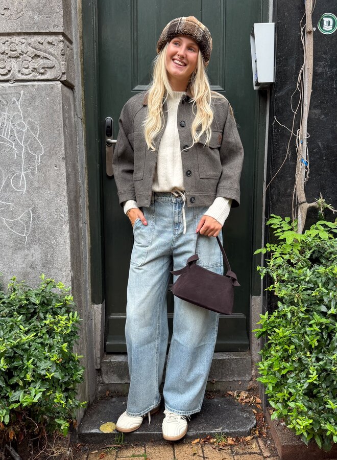 Yaya oversized wolmix jas grey