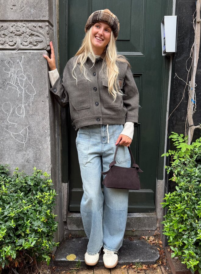 Yaya oversized wolmix jas grey