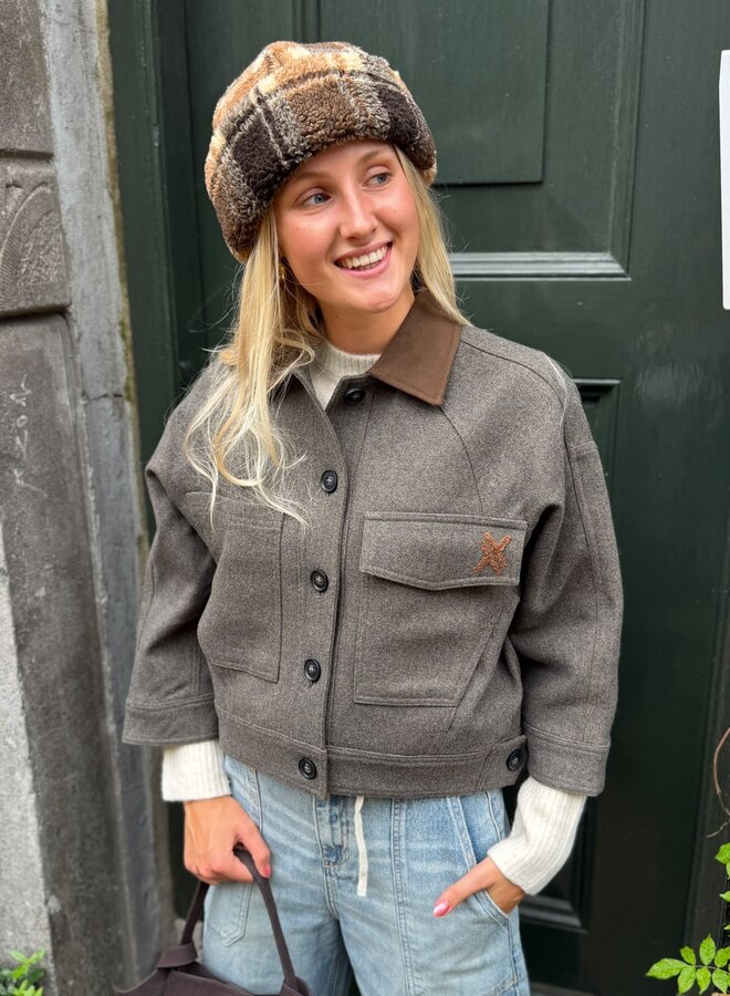 Yaya oversized wolmix jas grey