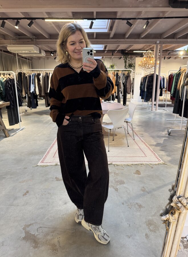 MEW jola knit polo pullover bison