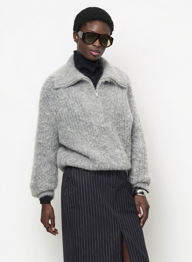 Dante6 emyla zip sweater grey