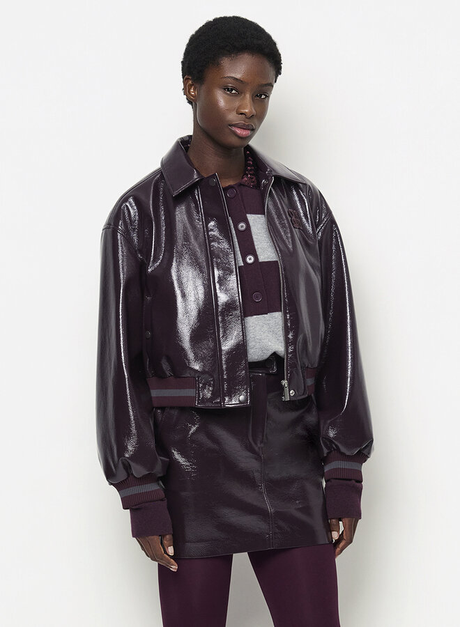 Dante6 evon faux leather mini skirt plum