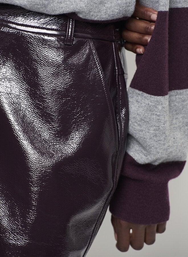 Dante6 evon faux leather mini skirt plum