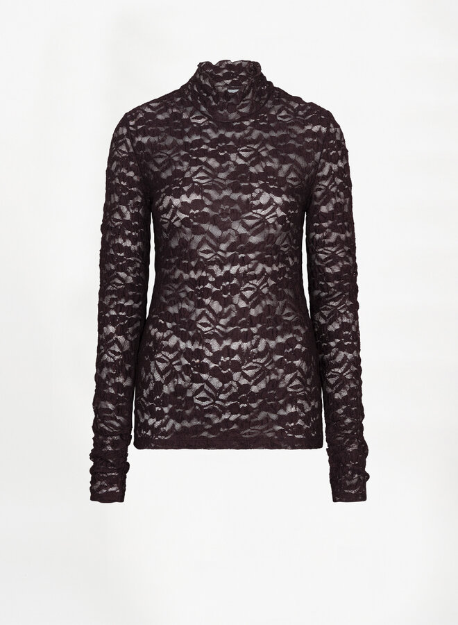 Dante6 irony lace turtle neck top plum