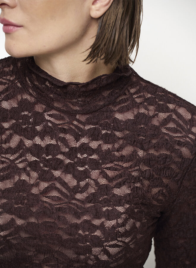 Dante6 irony lace turtle neck top plum