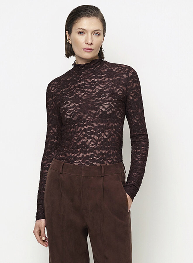 Dante6 irony lace turtle neck top plum
