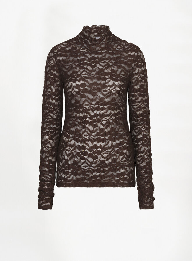 Dante6 irony lace turtle neck top plum