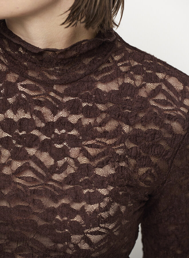 Dante6 irony lace turtle neck top plum