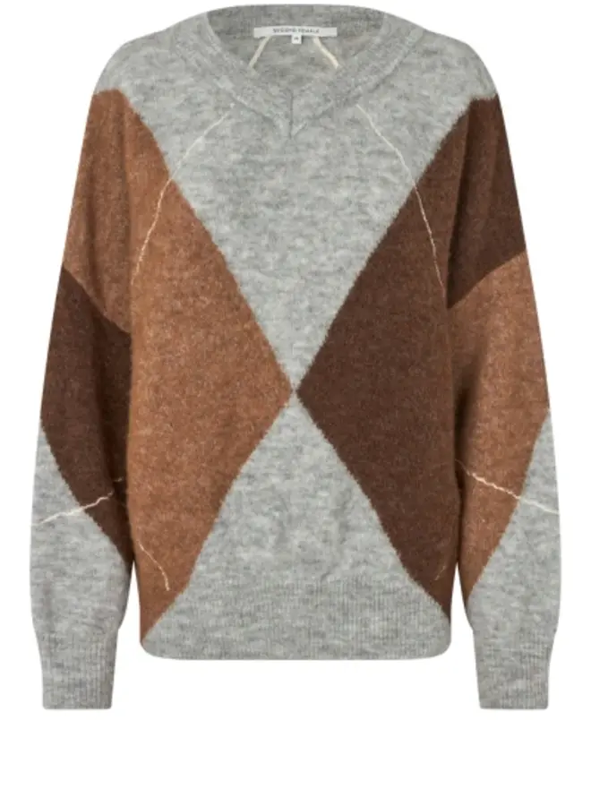 Second Female forca knit v-neck light grey