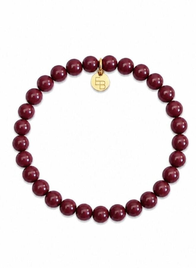 Ellen Beekmans armbandje met gemstone balletjes aubergine