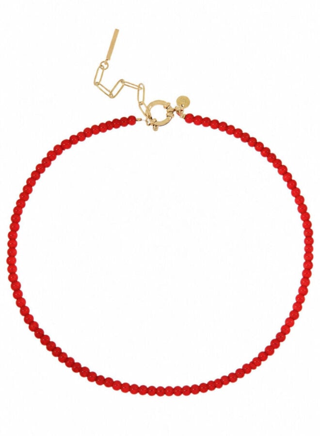 Ellen Beekmans fijne edelsteen ketting burnt orange (rood)