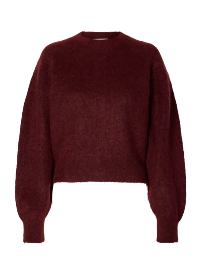 SF mira ls knit short o- neck noos tawny port