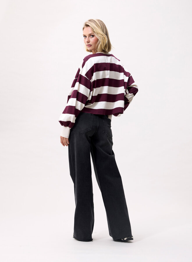 Catwalk Junkie W26 oversized striped long sleeve merlot