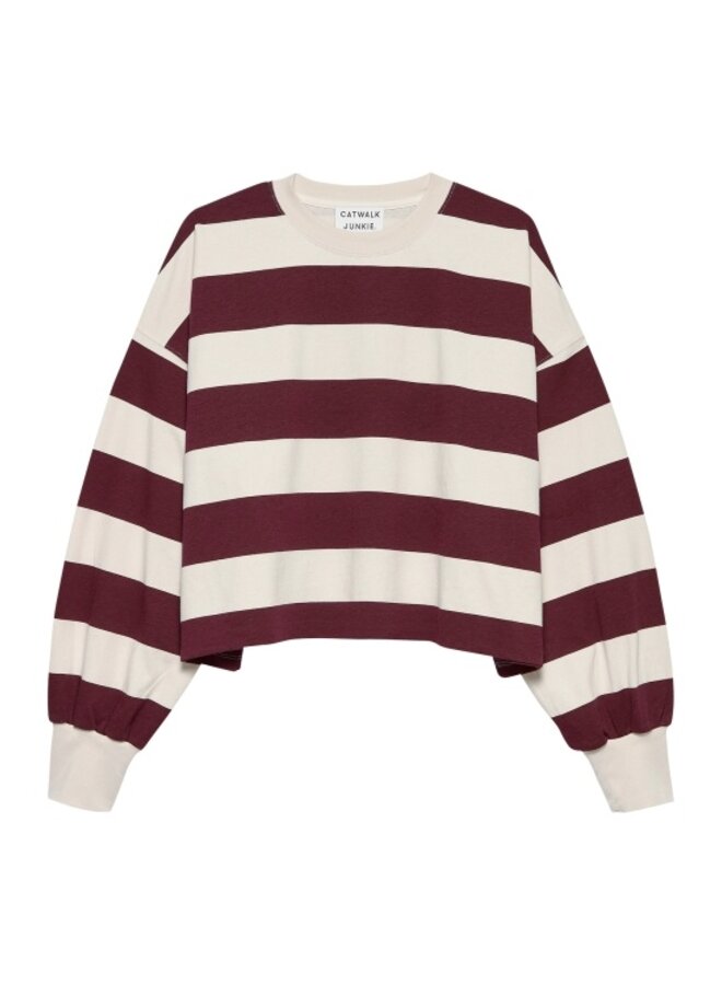 Catwalk Junkie W26 oversized striped long sleeve merlot