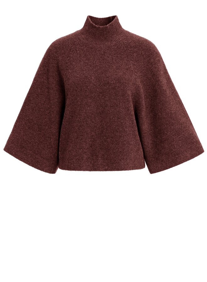 Yaya trui hoge hals en 3/4 mouw chocolate red