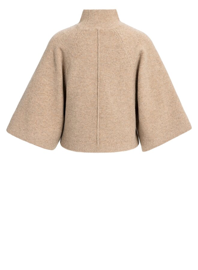 Yaya trui hoge hals en 3/4 mouw beige