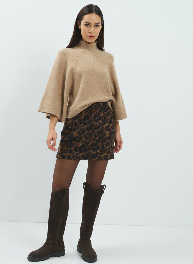 Yaya trui hoge hals en 3/4 mouw beige
