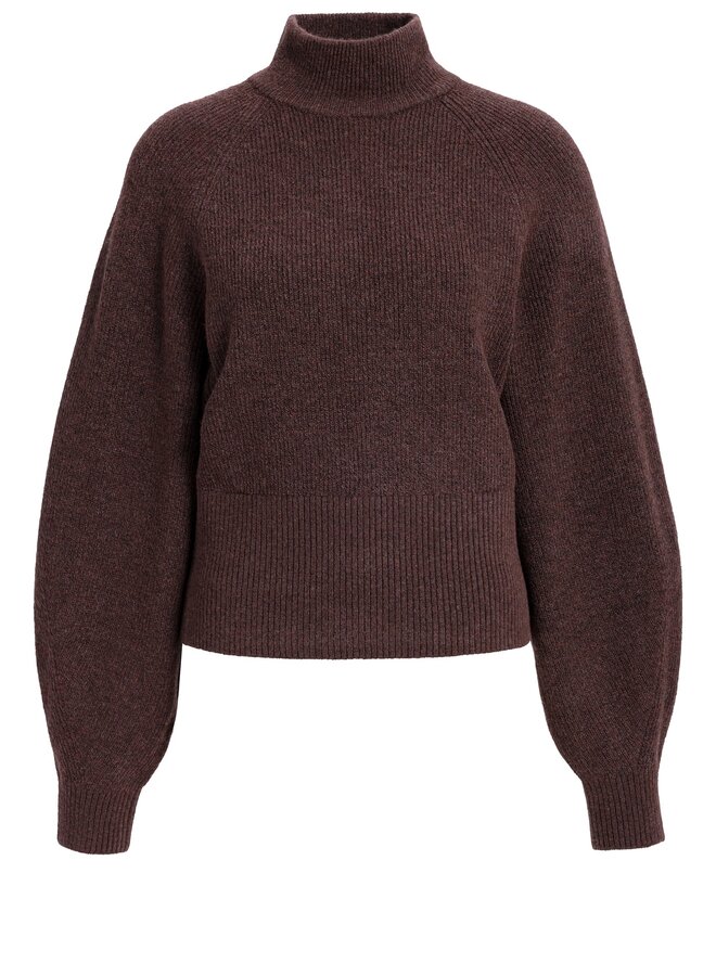 Yaya trui met hoge hals en vleermuismouw chocolate red