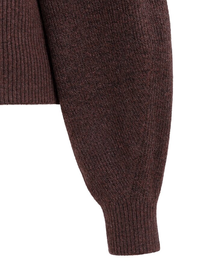 Yaya trui met hoge hals en lange mouwen chocolate red