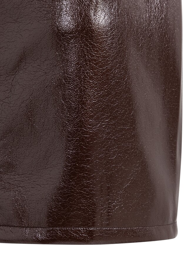 Yaya minirok van lakleer met naden chocolate red