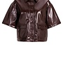 Yaya overhemdjas met mouwen van lakleer chocolate red