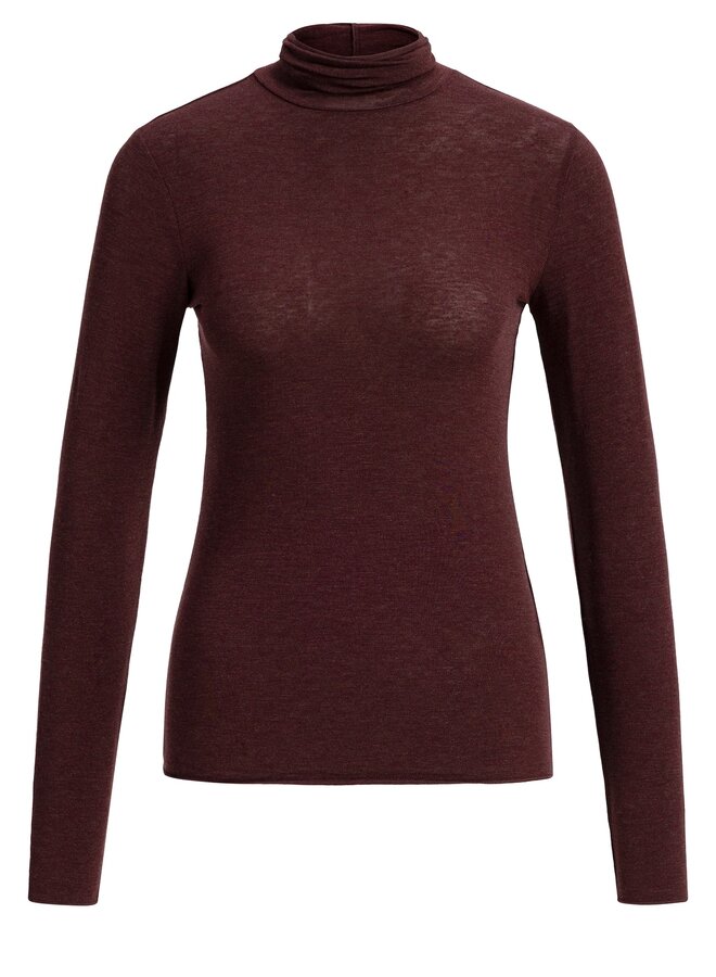 Yaya top met hoge halslijn chocolate red