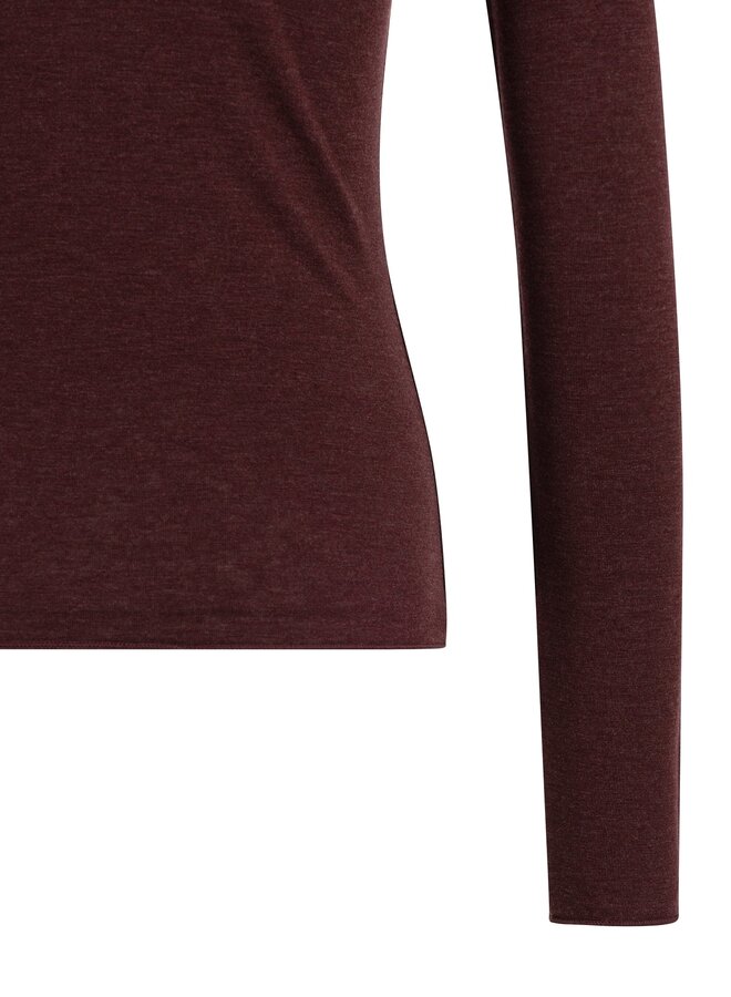 Yaya top met hoge halslijn chocolate red