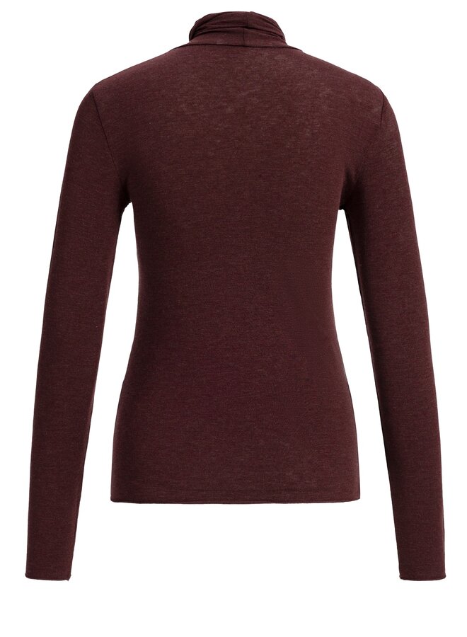 Yaya top met hoge halslijn chocolate red