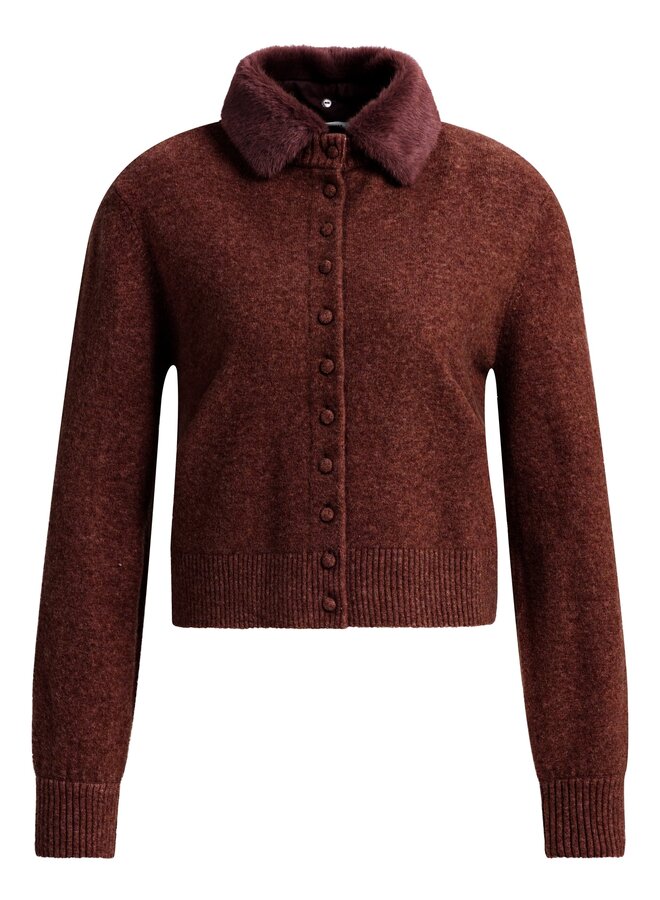 Yaya vest met afneembare kraag chocolate red