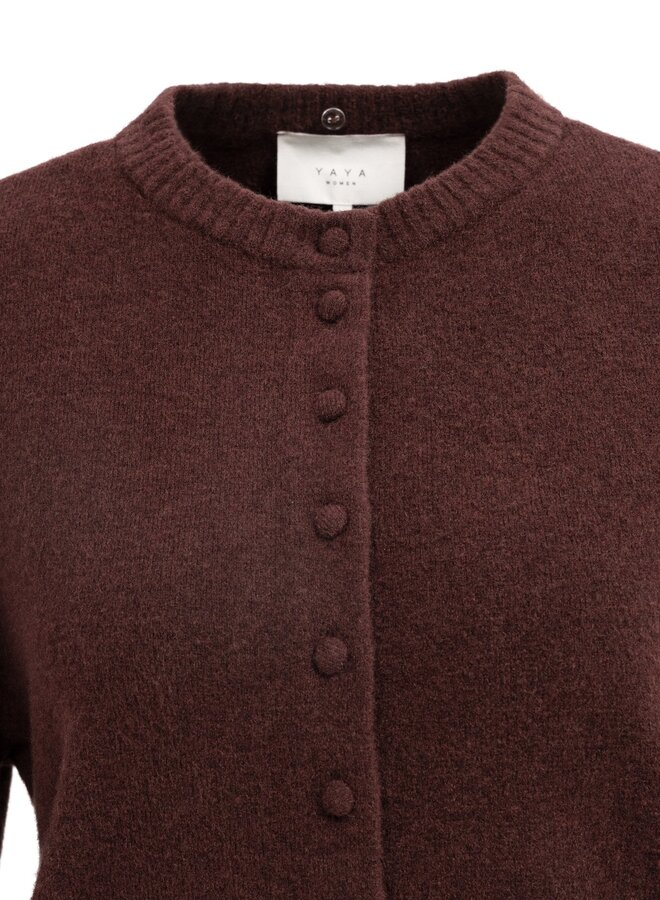 Yaya vest met afneembare kraag chocolate red
