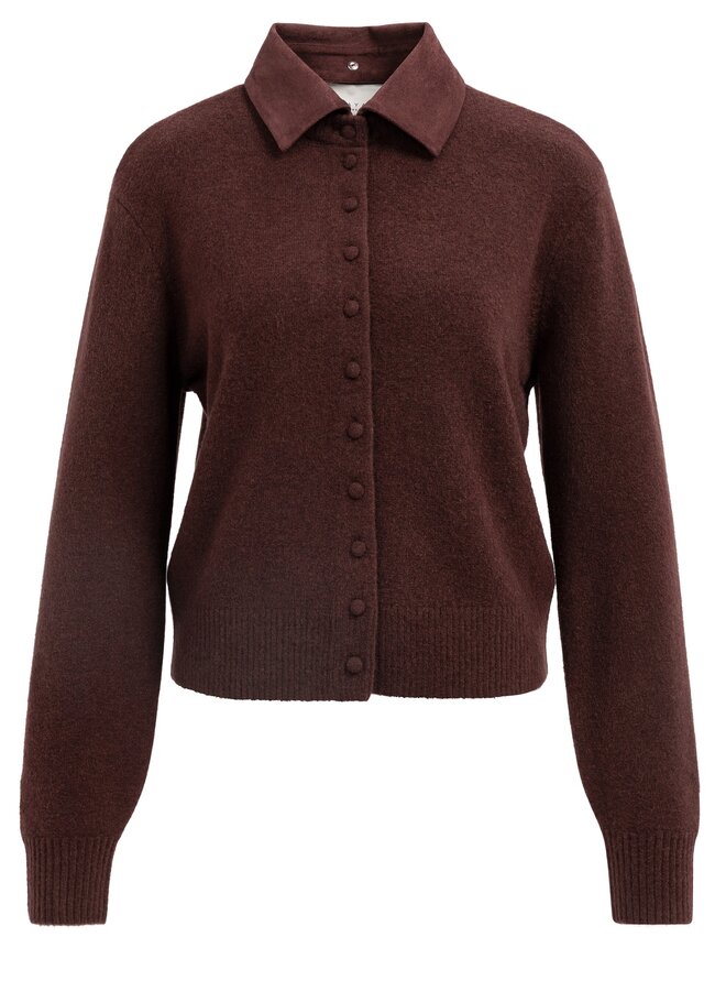 Yaya vest met afneembare kraag chocolate red