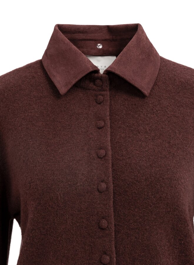 Yaya vest met afneembare kraag chocolate red