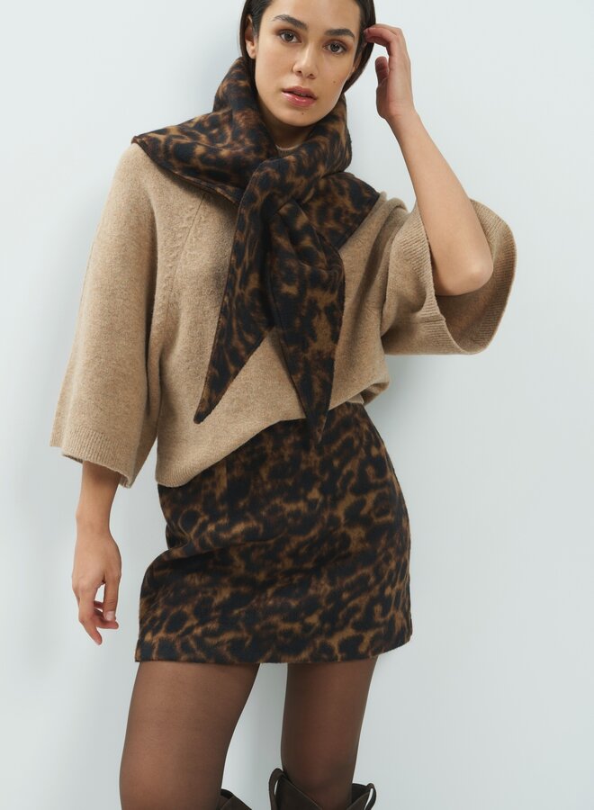 Yaya reversible scarf luipaard print brown