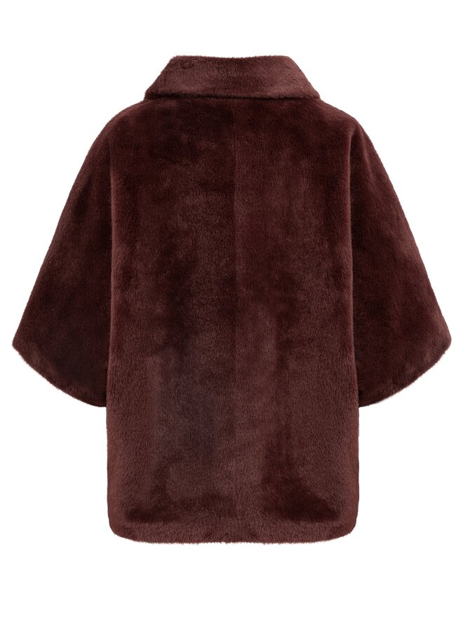 YAYA  reversible jas van immitatiebont chocolate red