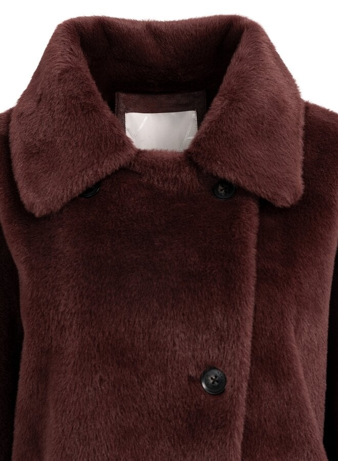 YAYA  reversible jas van immitatiebont chocolate red